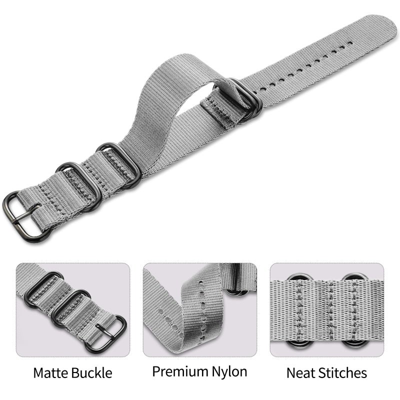 Ritche Christmas Gift 22mm Smoke Grey Military Ballistic Nylon Strap With Black Heavy Buckle Compatible with Timex weekender watch band, White Elephant Gifts, Stocking Stuffers for Men - Image 4